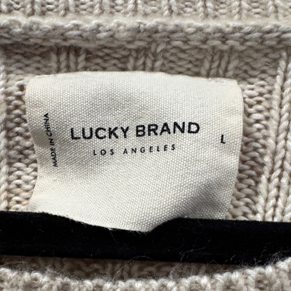 Beige Ribbed Knit Sweater Lucky Brand (labeled L but fits more like a S or M) - Picture 2 of 2